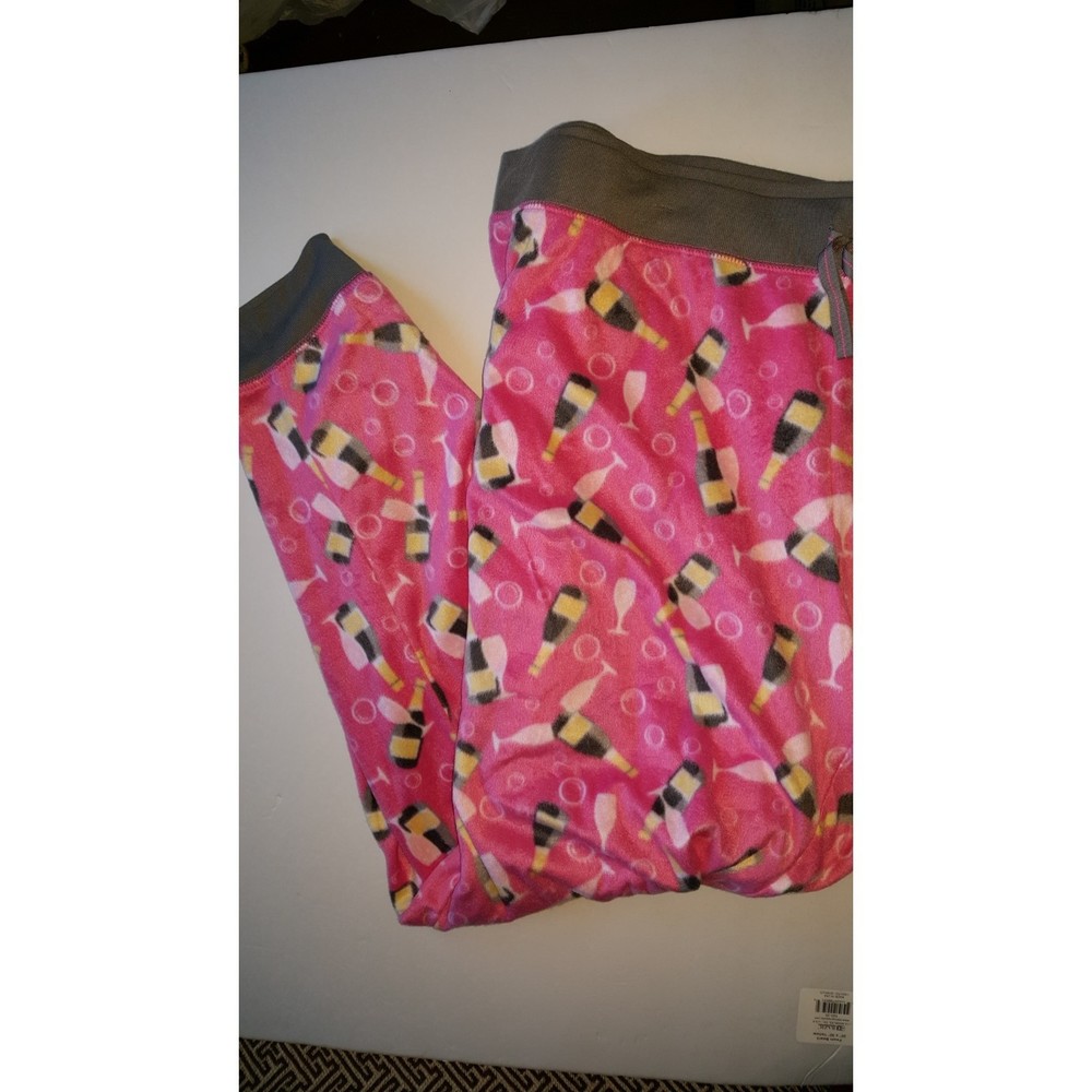 Womens 1X Joe Boxer  Pink Lounge Sleep Pants Champagne Bottles Pajama